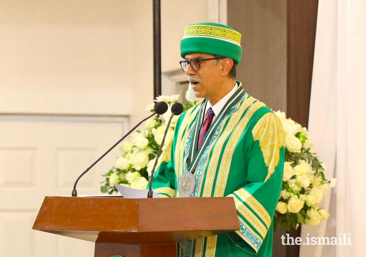 President Sulaiman Shahabuddin delivers his first Convocation address as President of the Aga Khan University in 2022.