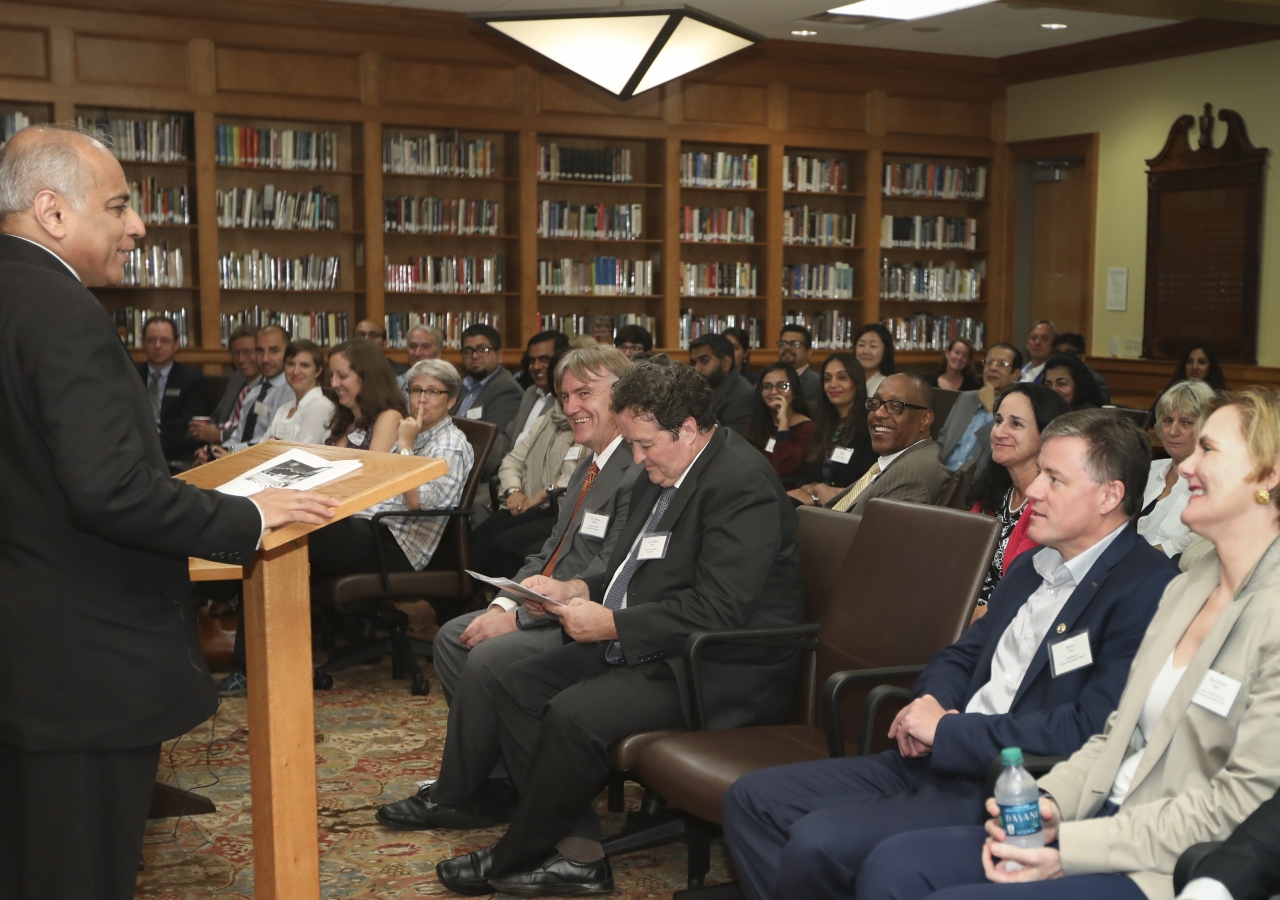 Salim Bhatia, Director of Academies, gives an introduction about the Aga Khan Development Network and the Aga Khan Academies at the event.