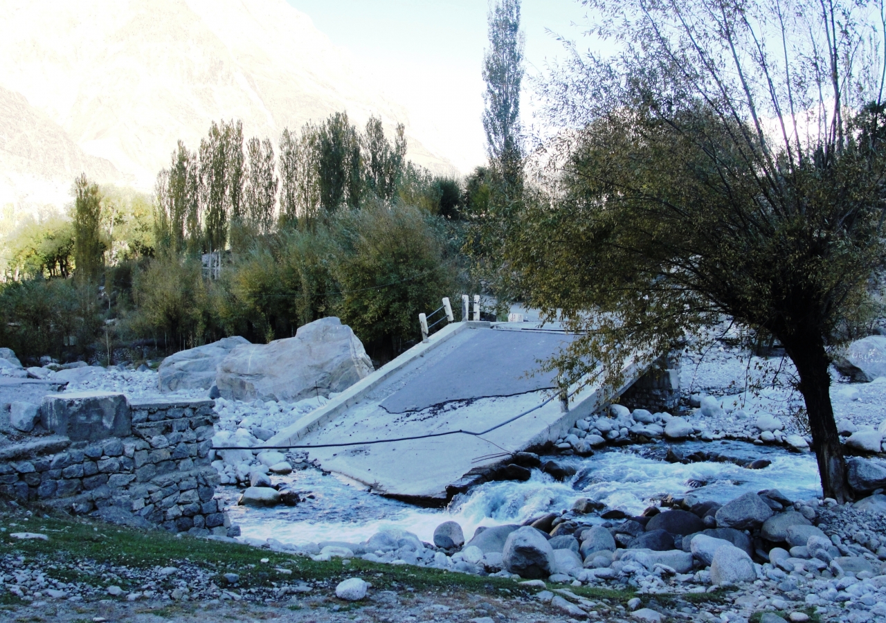 Several bridges were washed away by the Shandur River, which flows through the Ghizar District, joining the Hunza River near Danyor in Gilgit City. Water and mud also inundated the Gilgit-Ghizar Road at several places.