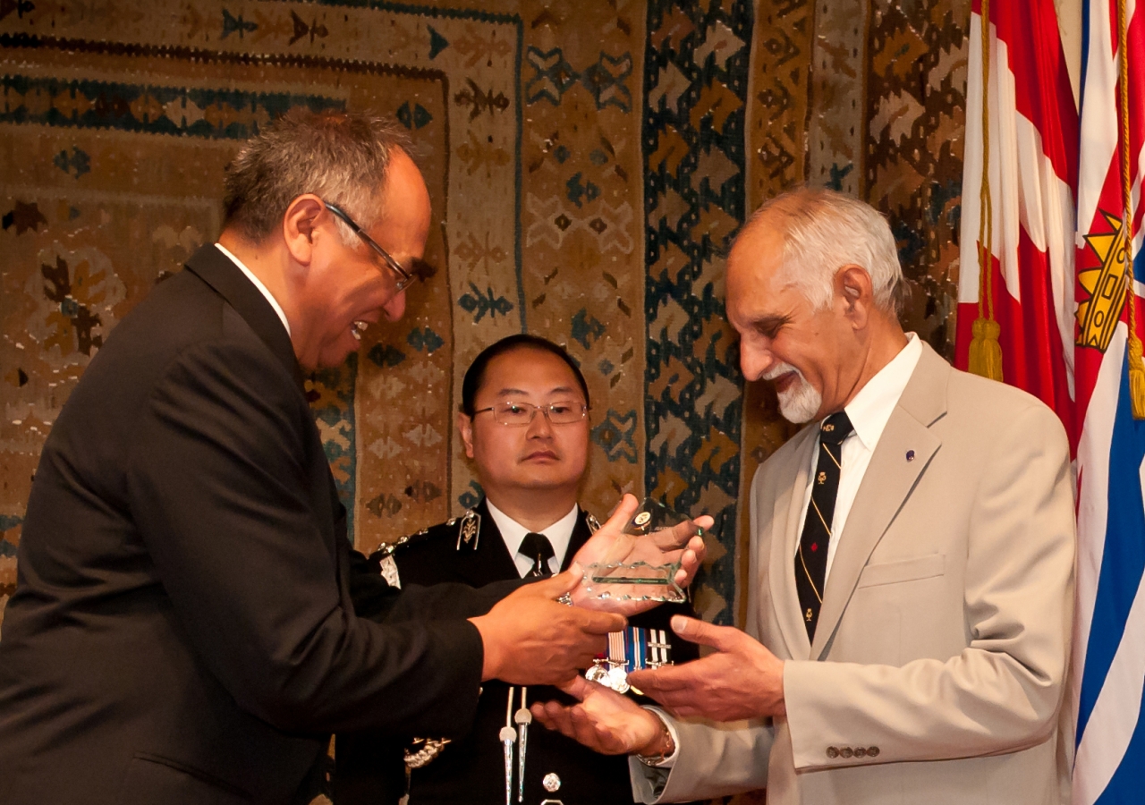 Rashid Fatehali is recognised by the Lieutenant Governor of British Columbia for 25 years of outstanding service to the Duke of Edinburgh programme.