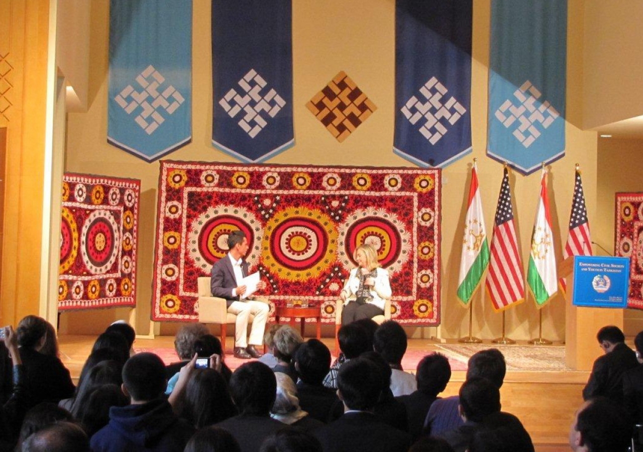 Secretary Clinton addressed hundreds of people at the Ismaili Centre, Dushanbe, who gathered for a “Town Hall with Women, Youth, and Civil Society.”