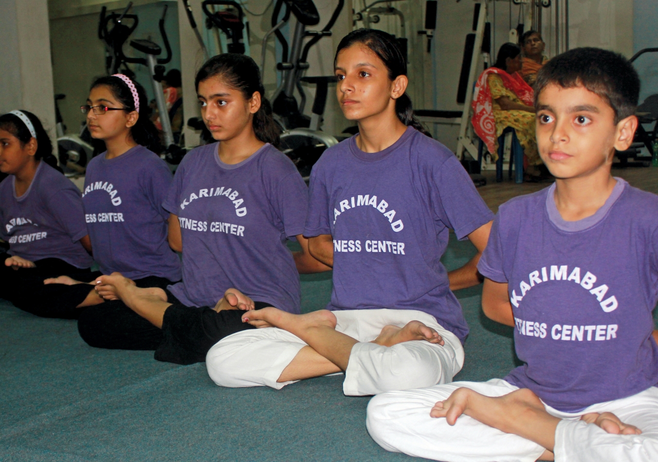 Yoga enthusiasts at the Karimabad Fitness Centre.