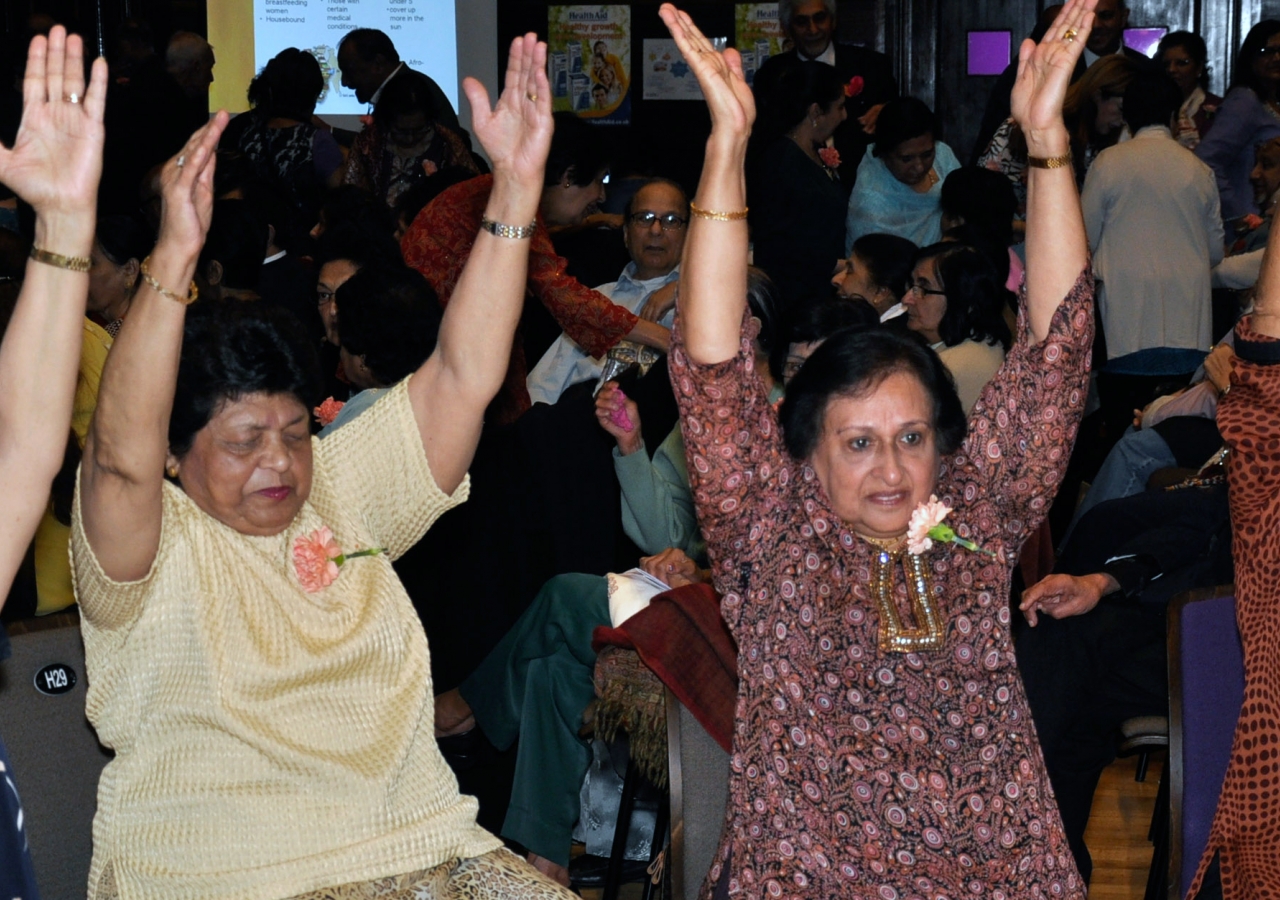 Participants at the Seniors Fair learn new exercise routines to improve their health and wellbeing.