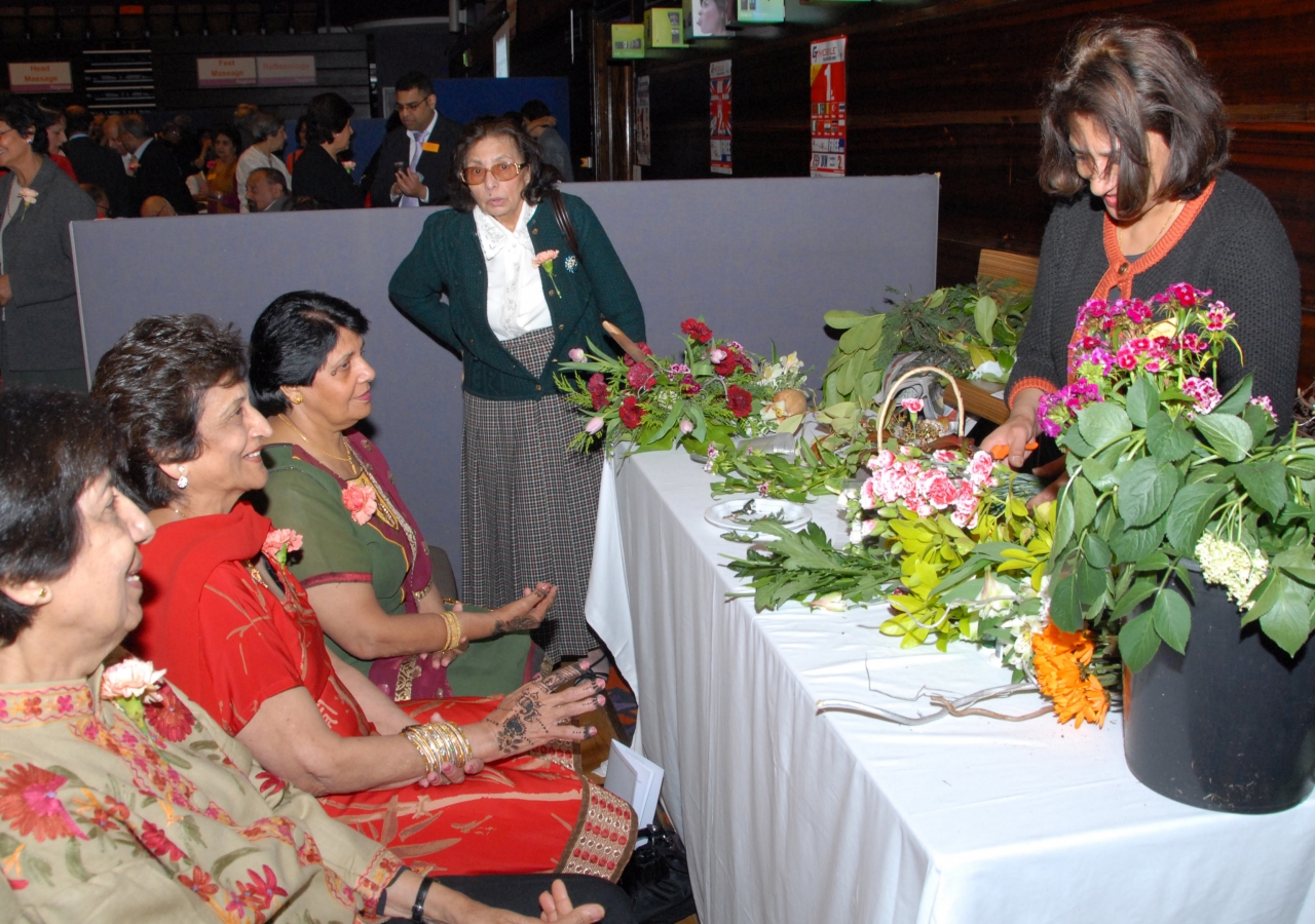 Flower arranging was one of the skills that seniors were able to learn at the fair.