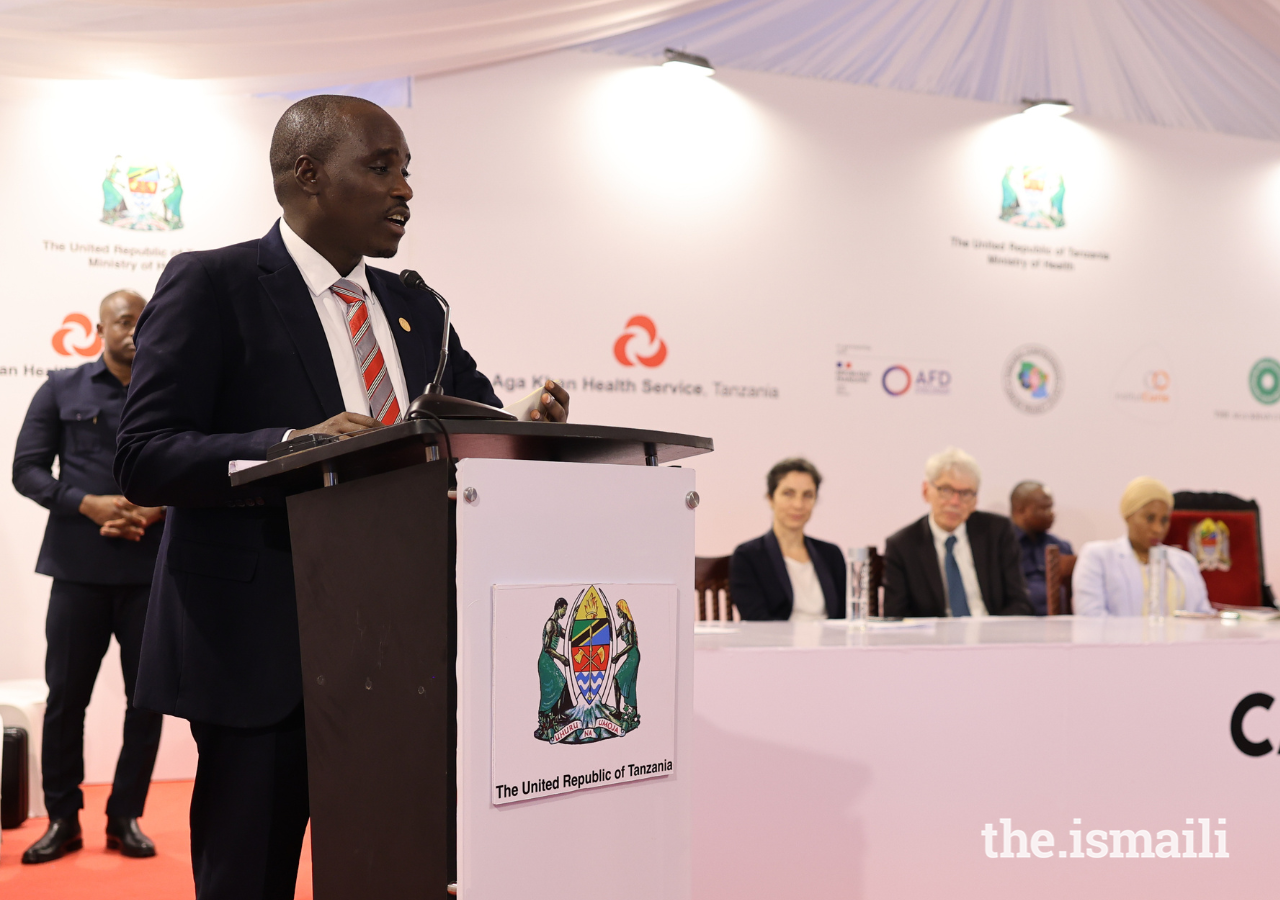 Tanzanian Deputy Prime Minister Dr Doto Mashaka Biteko delivers remarks at the inauguration of the Cancer Care Centre at the Aga Khan Hospital, Dar es Salaam.