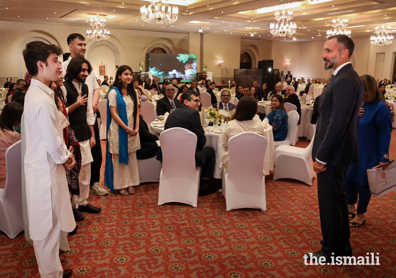 Prince Rahim meets the music artists who performed at the institutional dinner.