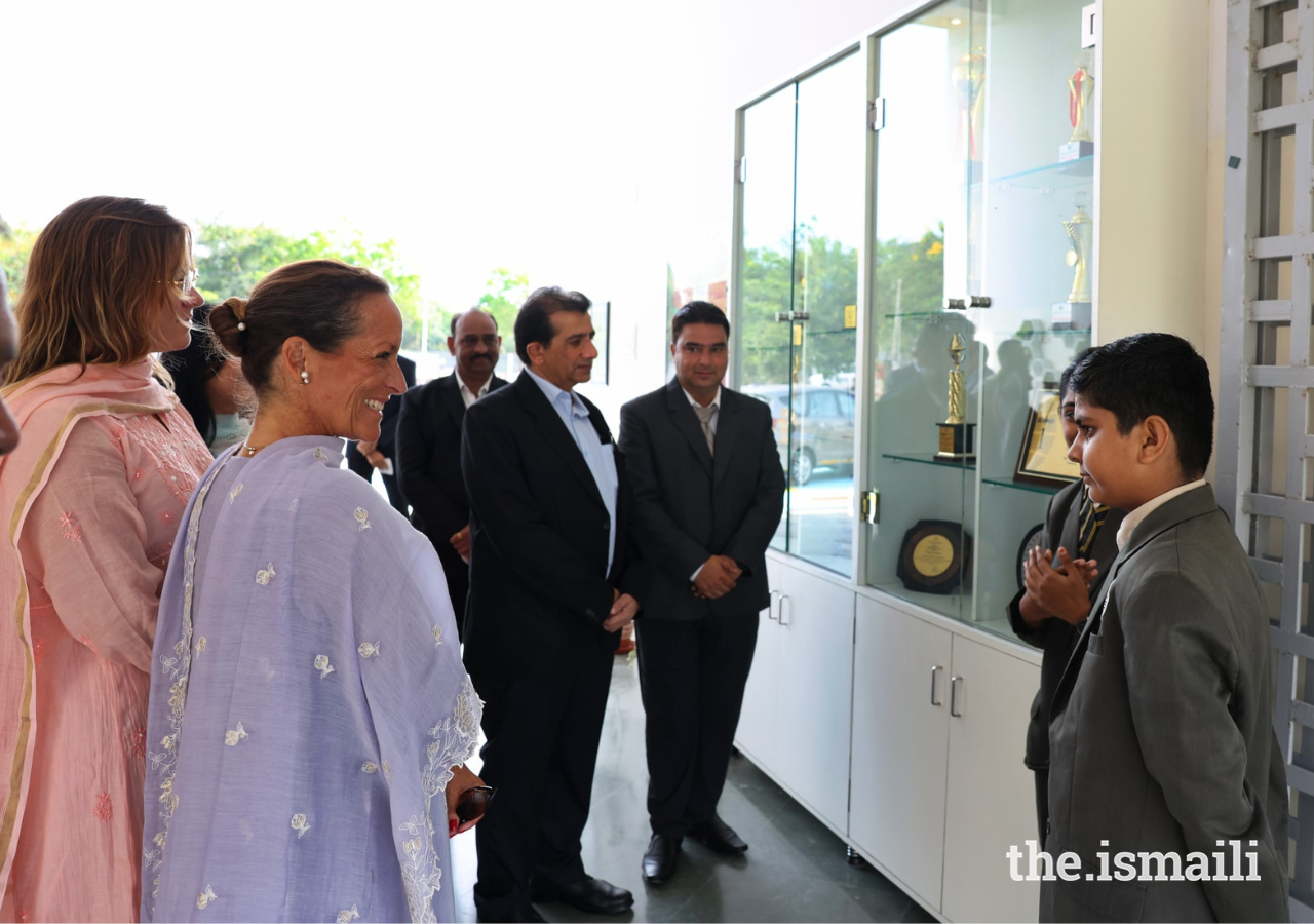 While in Gujarat, Princess Zahra met students and staff at the Aga Khan School in Chitravad.