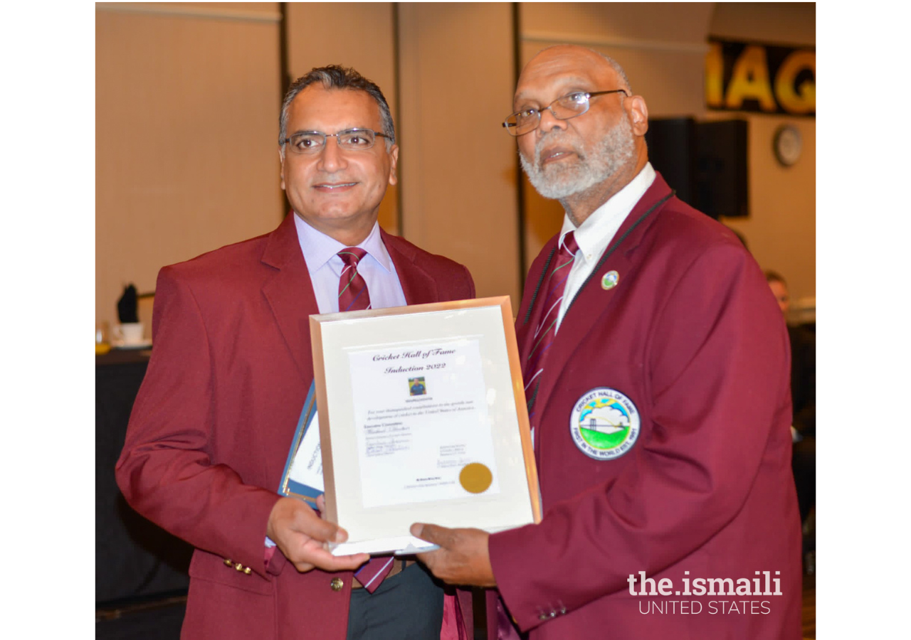 Shafiq Jadavji at the Induction Ceremony for the Cricket Hall of Fame.