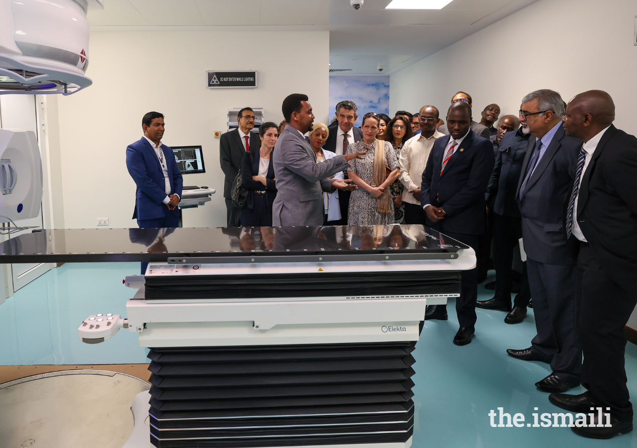 Dignitaries and guests attend a tour of the new Cancer Care Centre at the Aga Khan Hospital, Dar es Salaam.