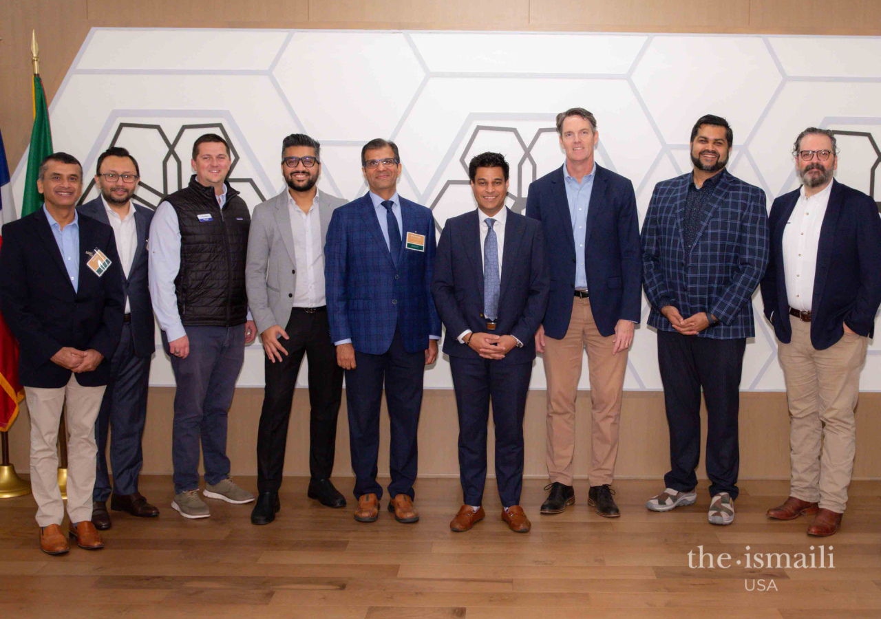 The President of the Ismaili Council for the Southwestern United States, Faisal Momin, along with Honorary Secretary Imran Bandeali, with distinguished guests at the San Antonio Jamatkhana “flipping the switch” ceremony.