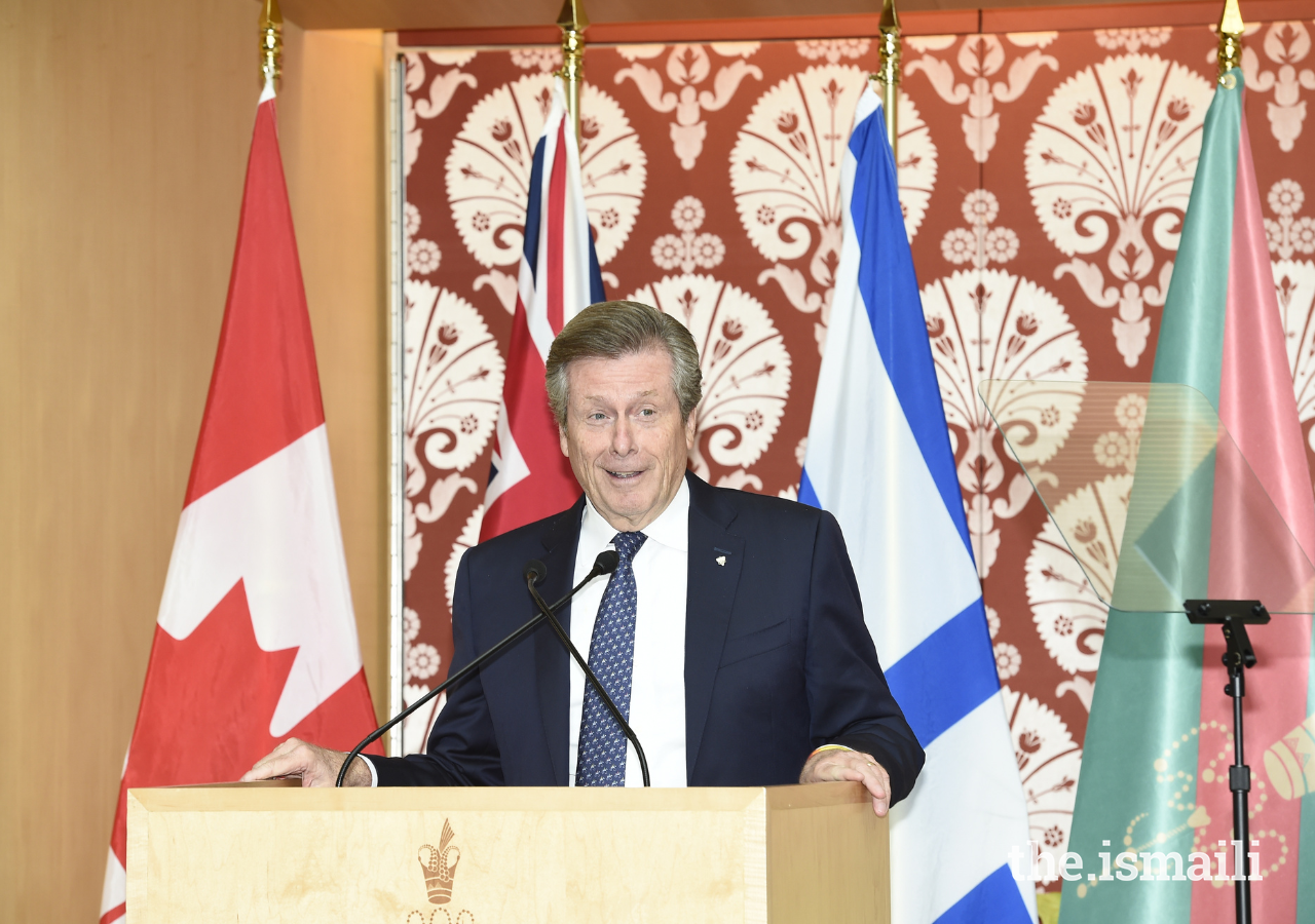 Toronto Mayor John Tory delivers remarks shortly after the groundbreaking of Generations Toronto on 27 September 2022.