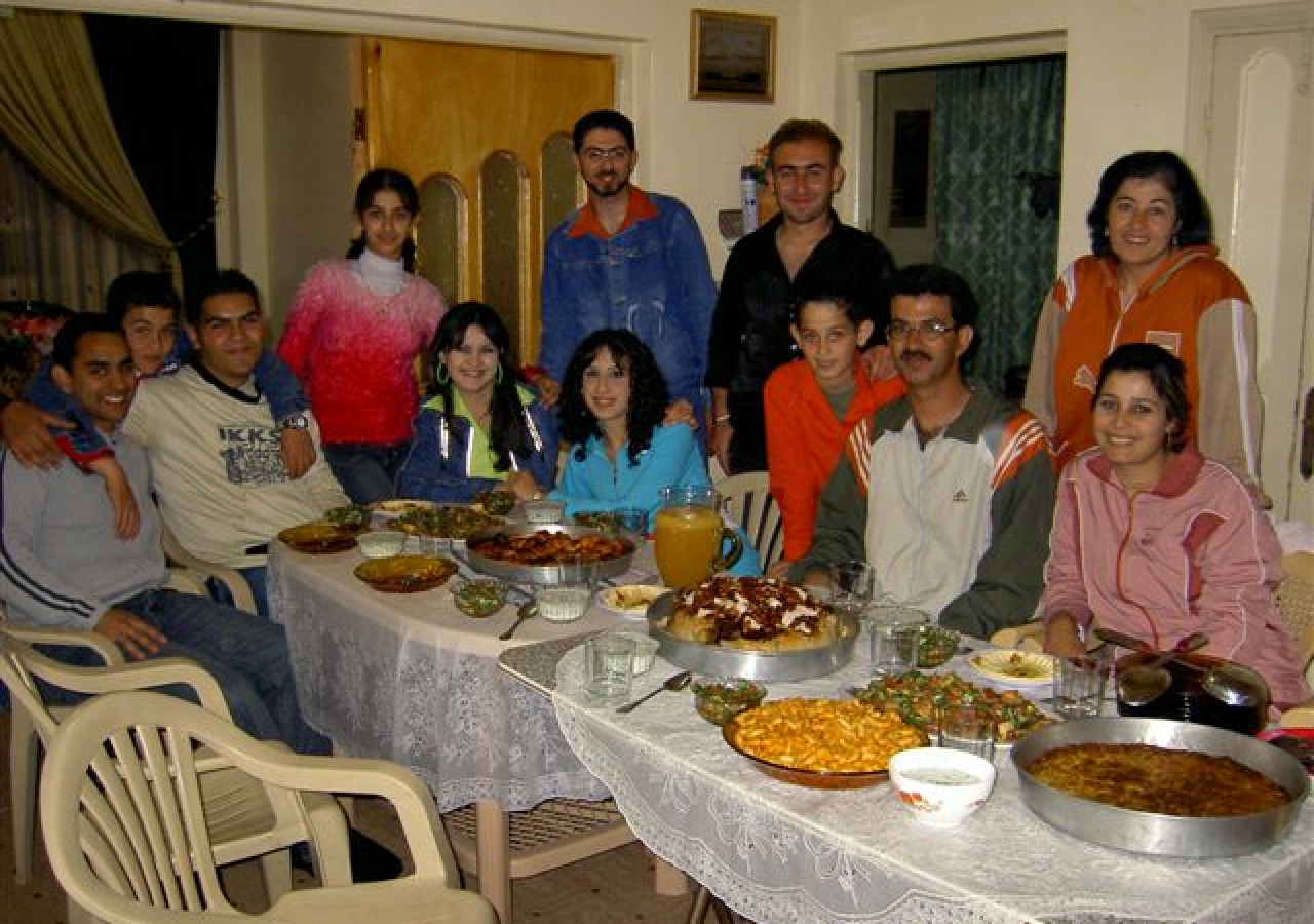 A feast for the group comprising of traditional Syrian foods.   