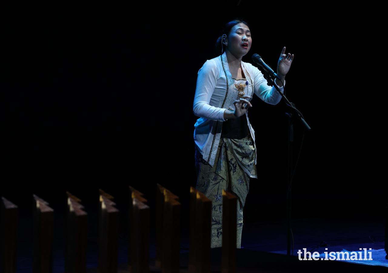 Peni Candra Rini of Indonesia performs with impressively wide vocal range at the Aga Khan Music Awards on 30 October 2022 in Muscat, Oman.