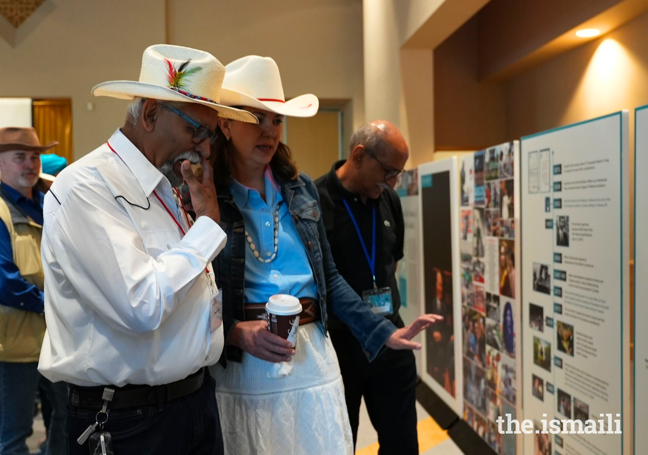 Alberta Premier Danielle Smith reviews the "Fifty Years of Migration" exhibition with Mehboob Gillani.