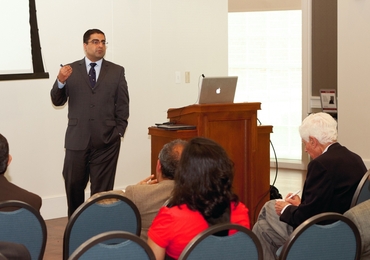 Dr. Rashid gives a lecture on religion.