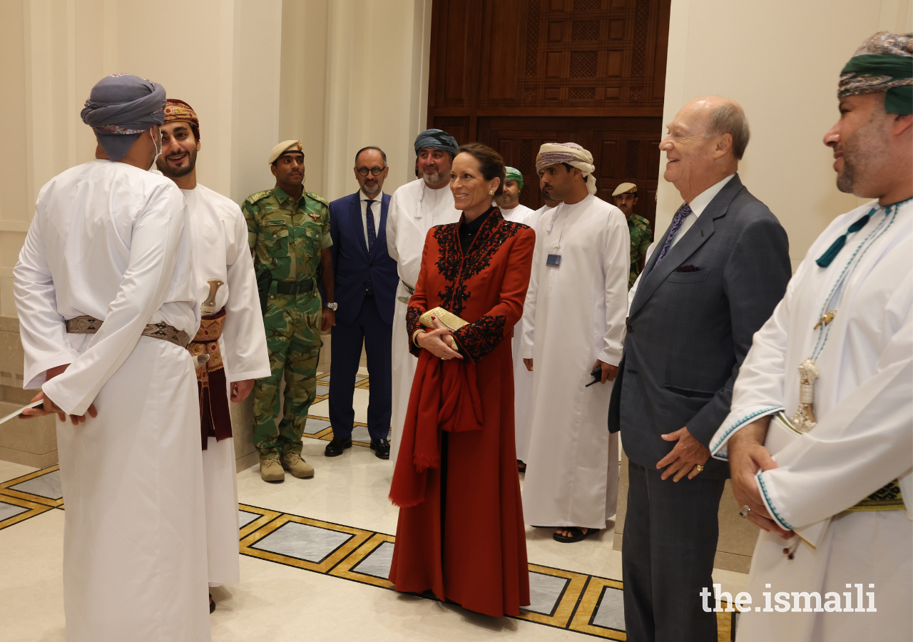  Prince Amyn and Princess Zahra share a light moment with the Crown Prince of Oman, His Highness Sayyid Theyazin bin Haitam Al Said.