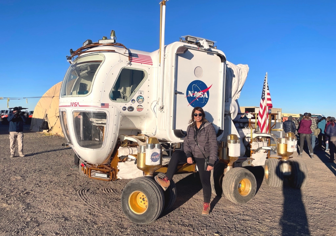 In a field near Flagstaff, Arizona, that resembles the Moon and Mars, where NASA sets up analog missions. Nilufar is leading media that followed a 10-day analog mission preparing for science on the Moon.