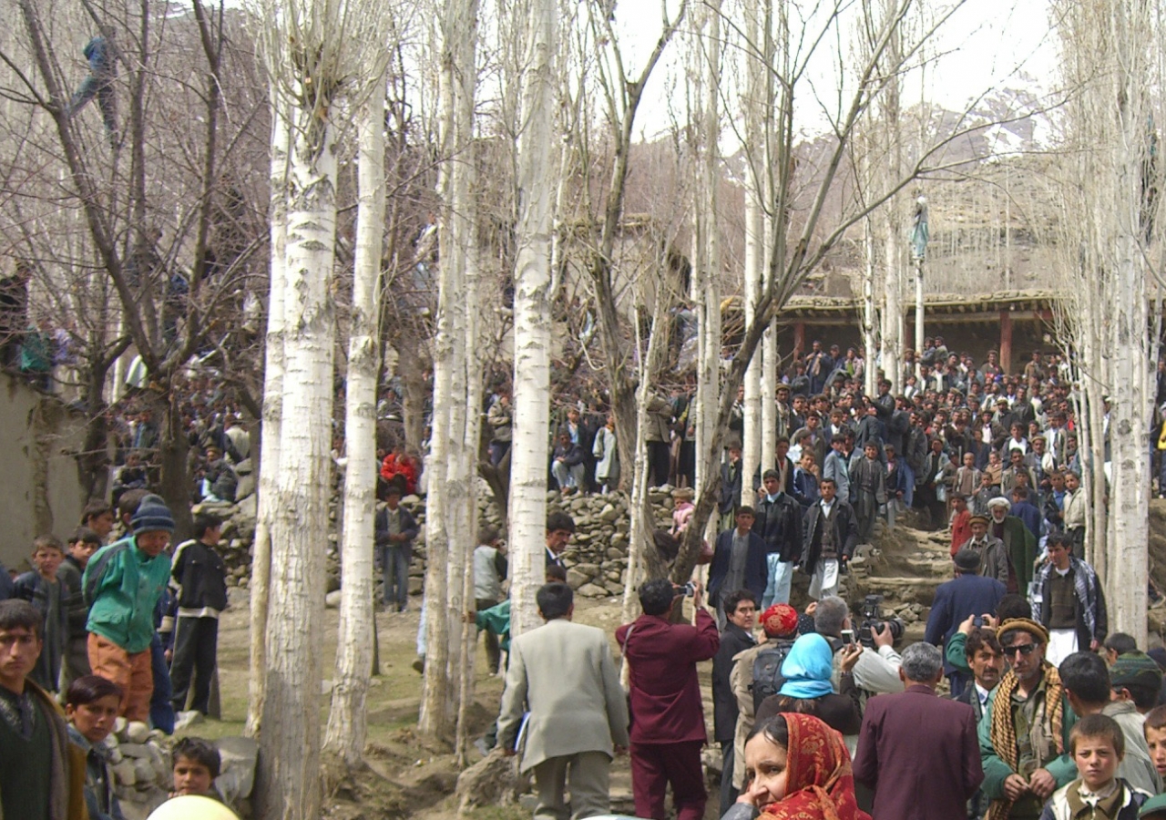 Audience members eagerly await the start of the concert in Shugnan, Afghanistan.  