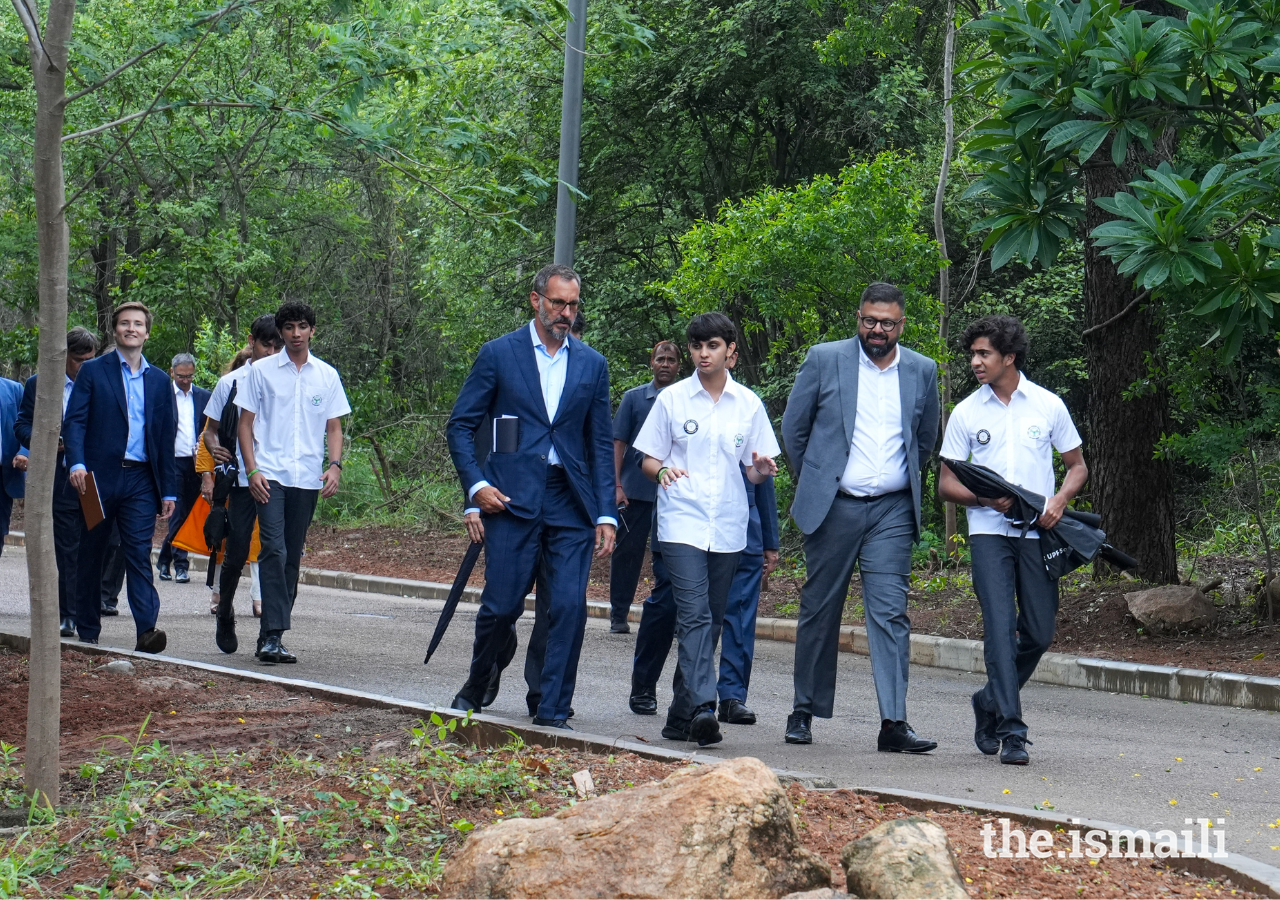 Students accompanied the princes on a tour of the Aga Khan Academy's 100-acre campus and state-of-the art facilities.