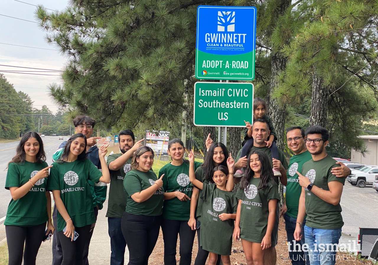 Ismaili CIVIC volunteers perform their quarterly Adopt-A-Road clean-up of Steve Reynolds Boulevard near the Atlanta Northeast Jamatkhana.