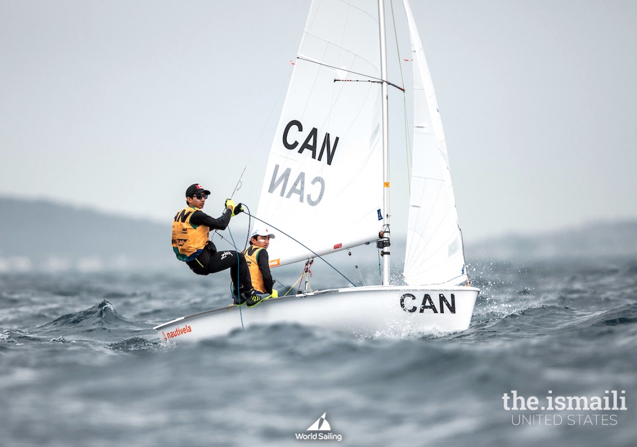 Emil and Nikhil sailing at the 2023 World Championships, Brazil