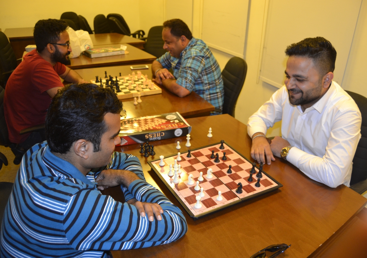 Youth playing chess 