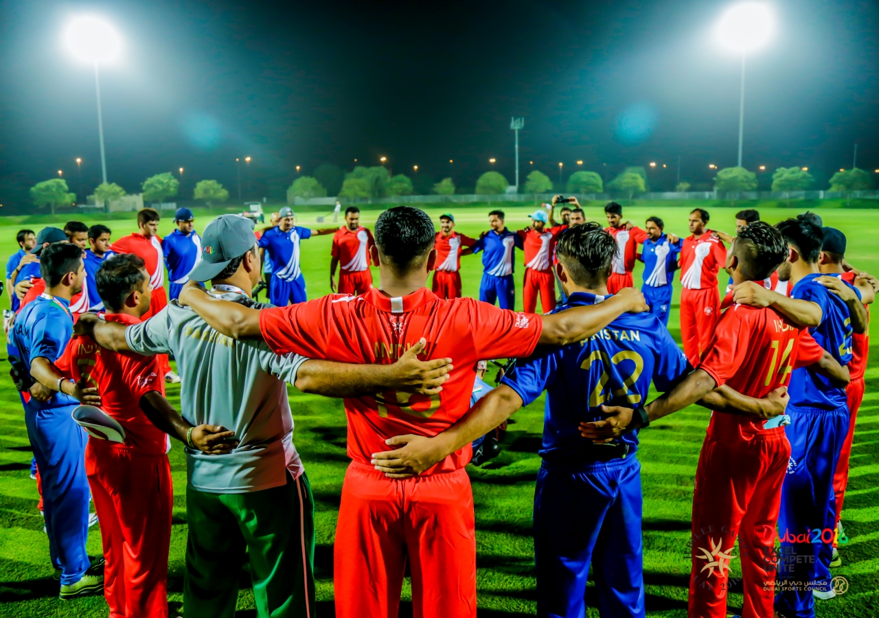 Before the game, Team India and Team Pakistan come together in the spirit of unity. JG/Shamsh Maredia