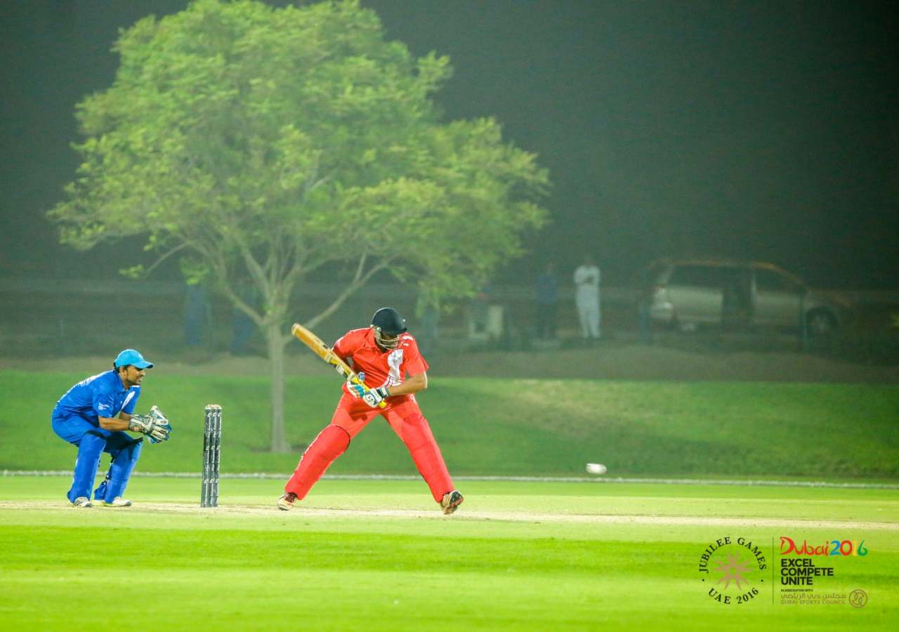 Team India&#039;s batsman playing a defensive shot against Team Pakistan&#039;s bowling. JG/Shamsh Maredia