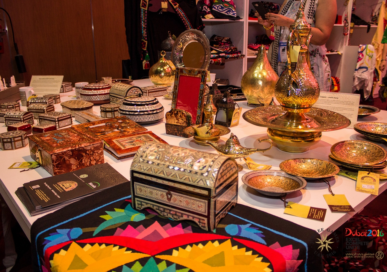 Handmade items are on display at the AKDN New Dimensions area at the Global Village. JG/Ahmed Charania