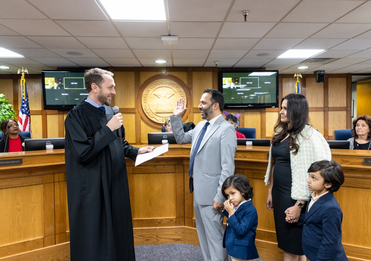 Sean Hassan with his family at his swearing-in ceremony