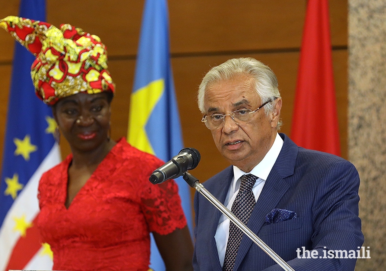 Nazim Ahmad, Diplomatic Representative of the Ismaili Imamat to the Portuguese Republic, addresses guests gathered at the Ismaili Centre Lisbon on the occasion of Africa Day.