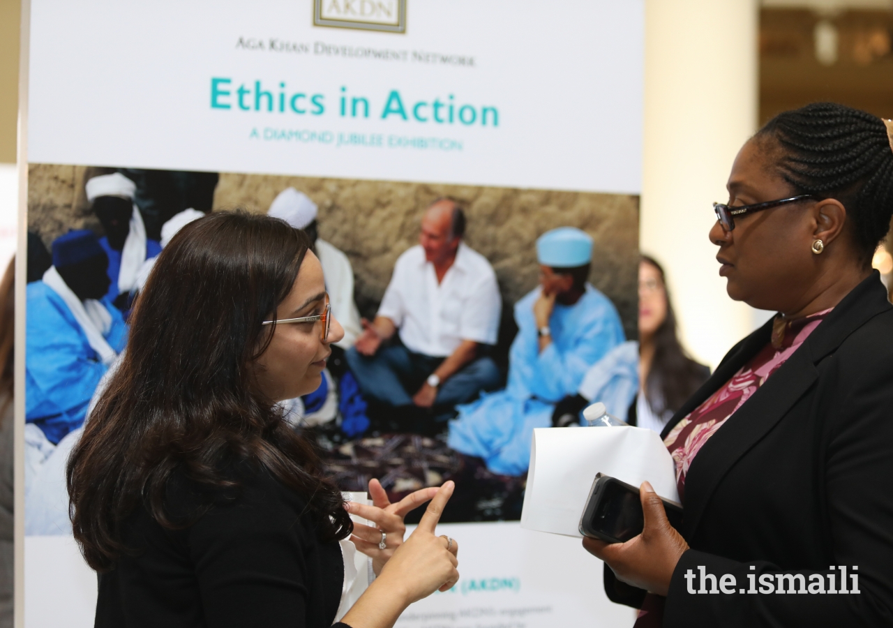 Valerie Mills, Senior Program Manager, Office of the Mayor, City of Atlanta, with Nissa Kara at the Ethics in Action Exhibition at the Georgia State Capitol, Atlanta, GA.