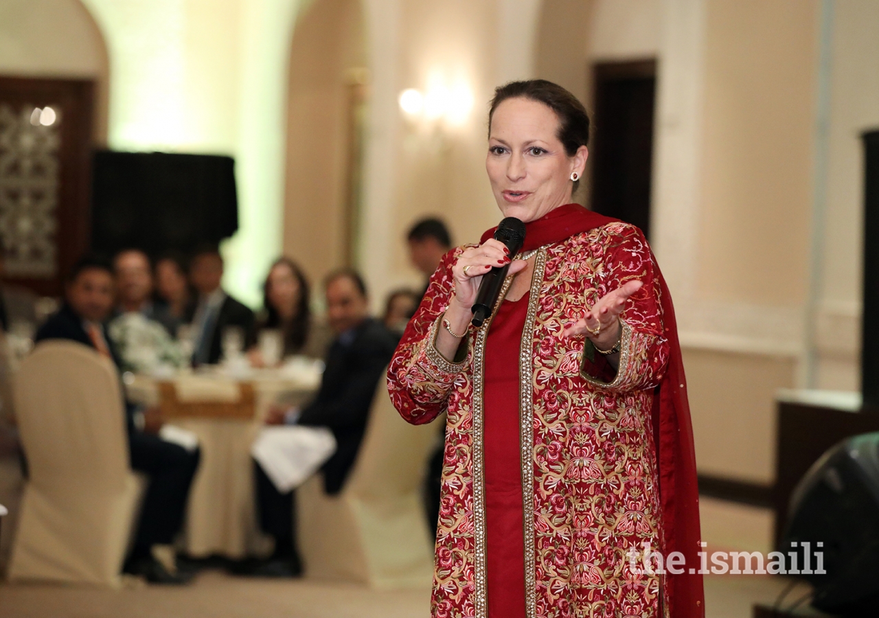 Princess Zahra Aga Khan speaking at the institutional dinner held at Serena Hotel Islamabad