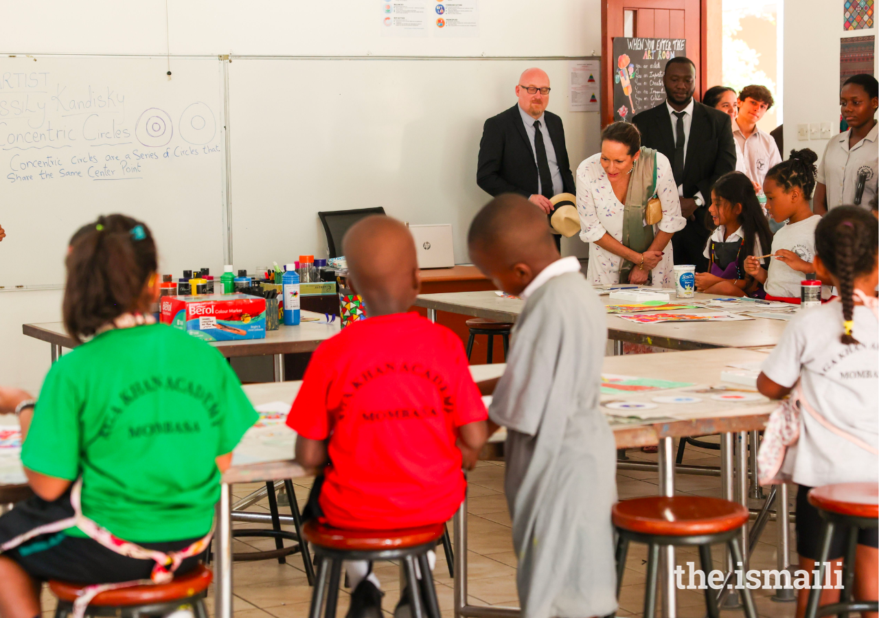 Princess Zahra visits a classroom while on a tour of the Aga Khan Academy, Mombasa on 19 February 2024.