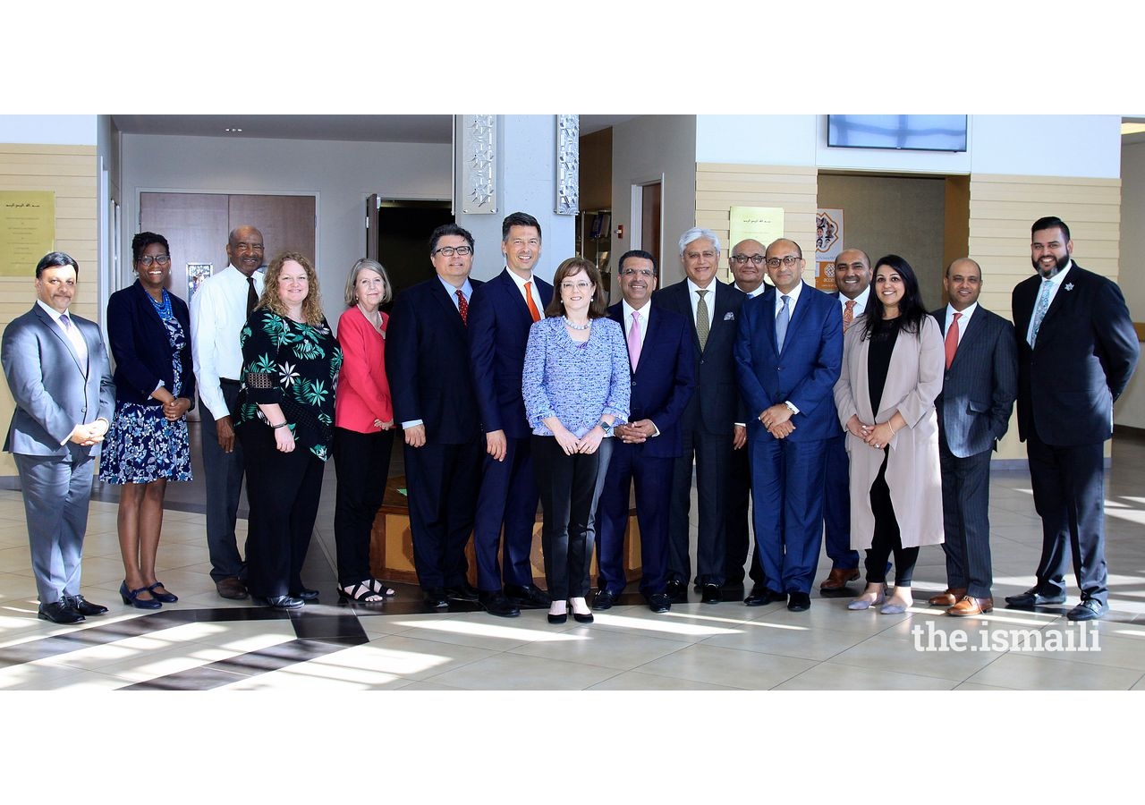 The Texas delegation with former Texas Secretary of State Rolando Pablos, University of Texas System Board of Regent Christina Crain, and leadership from the University of Texas at Dallas.