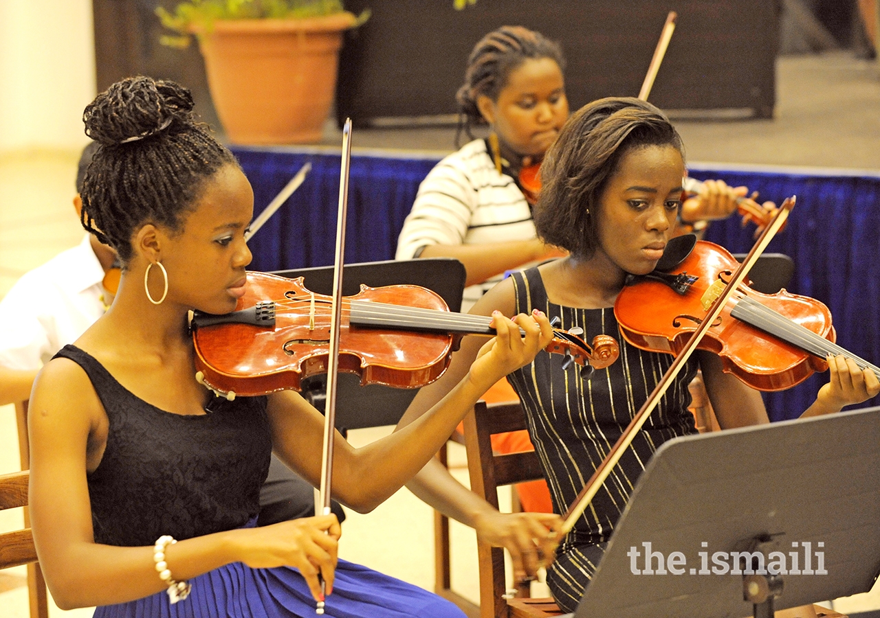 Students at a music rehearsal at the Aga Khan Academy.