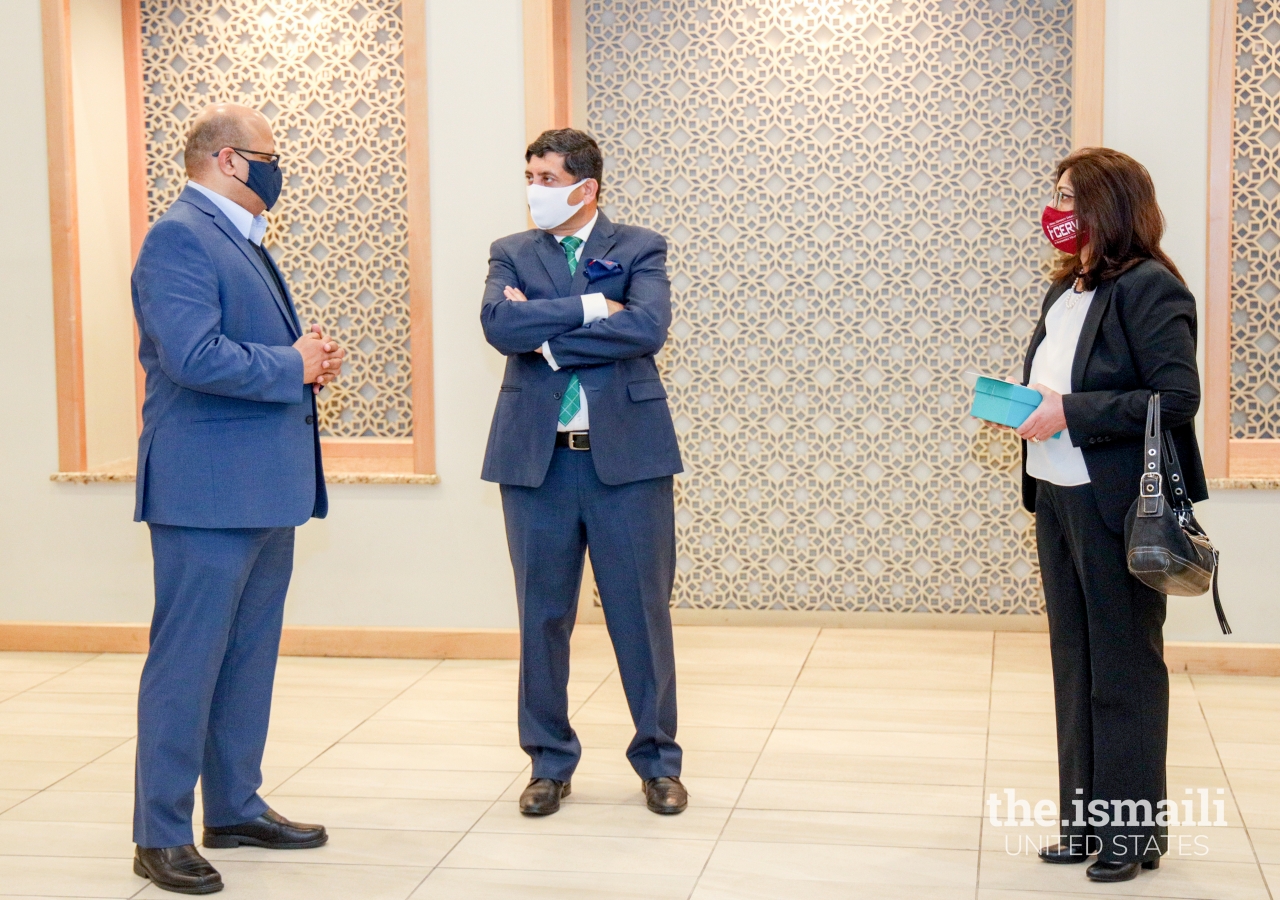 Pakistani Consul General, Mr. Abrar Hashmi, meets leaders of the local Ismaili community at the Ismaili Jamatkhana in Atlanta, Georgia.