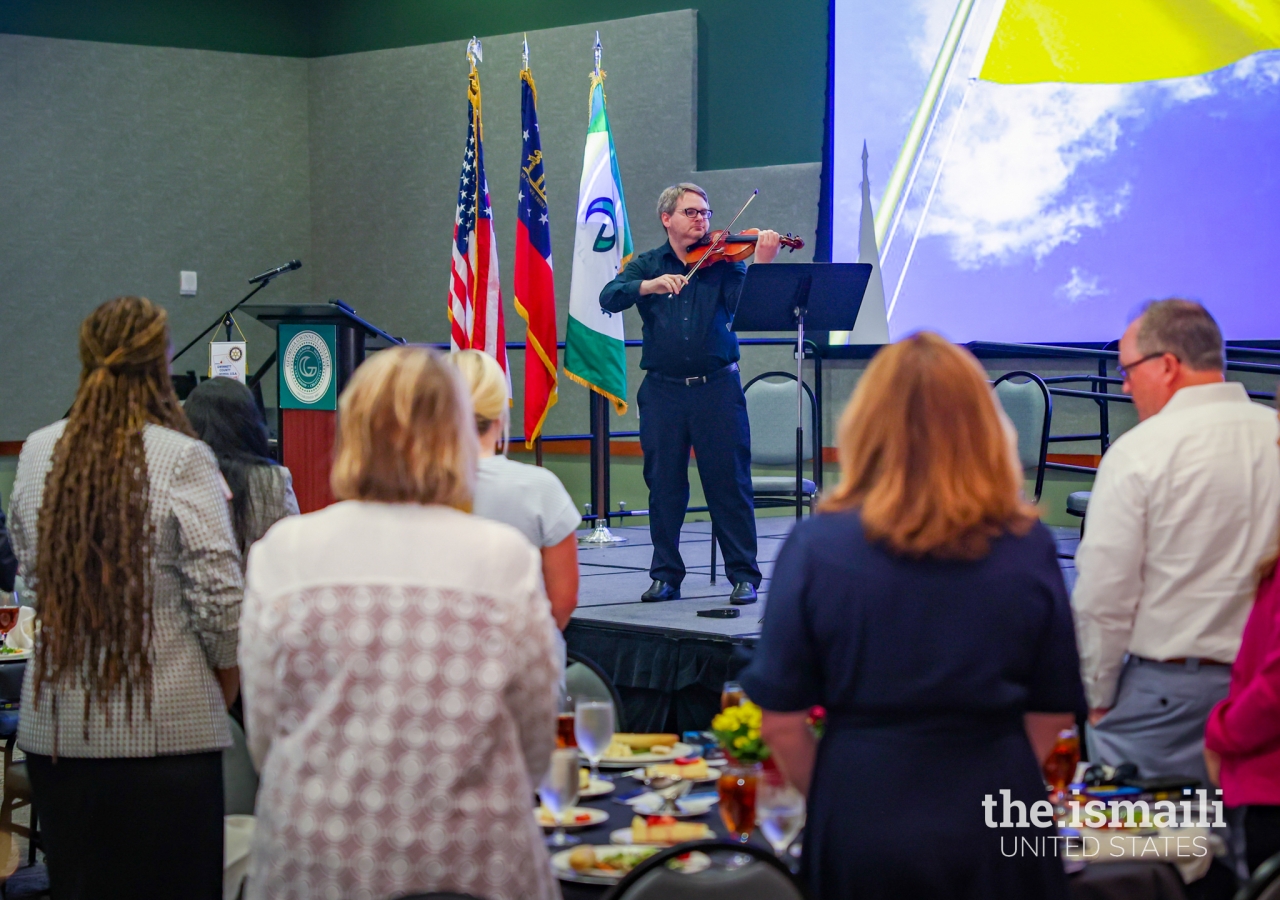 The Ukrainian national anthem performance was a poignant moment at the program.