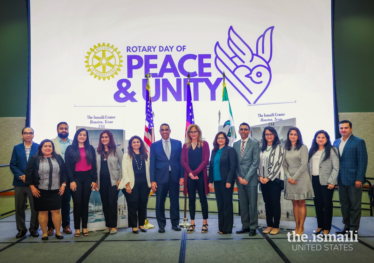 Members of the Jamat with Jill Savitt, CEO of the National Center for Civil and Human Rights at the Rotary Club’s International Day of Peace summit.