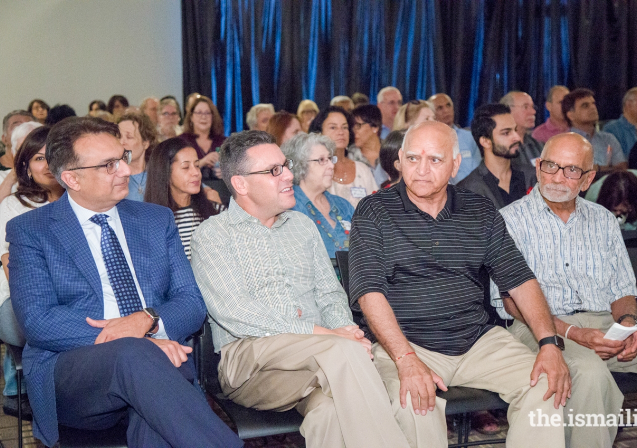 A diverse group of viewers and community leaders gather for Atlanta Jewish Film Festival’s encore presentation of Shalom Bollywood at the Ismaili Jamatkhana in Norcross, Georgia.