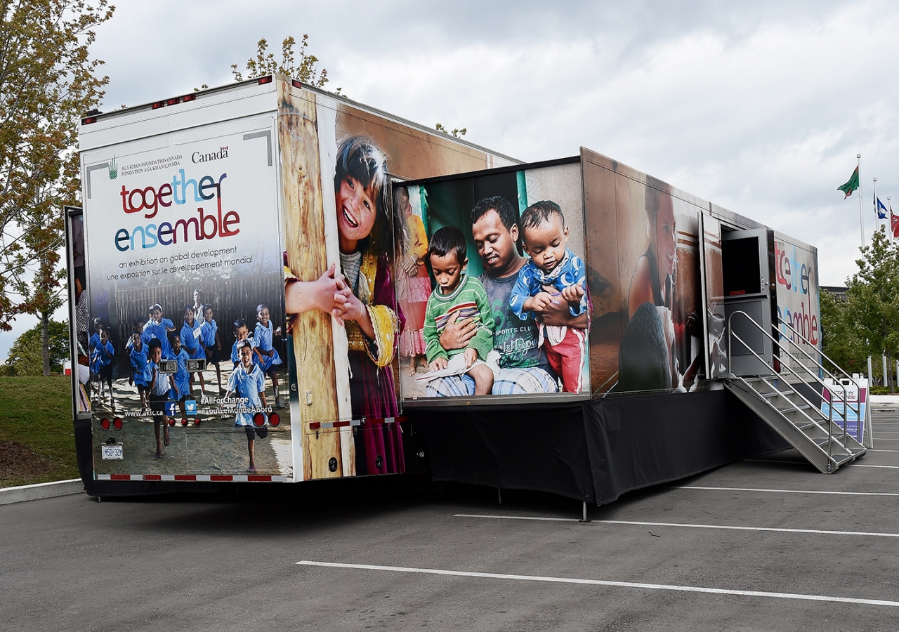 The Together exhibition, ready to receive visitors on the grounds of the Ismaili Centre, Toronto. Moez Visram