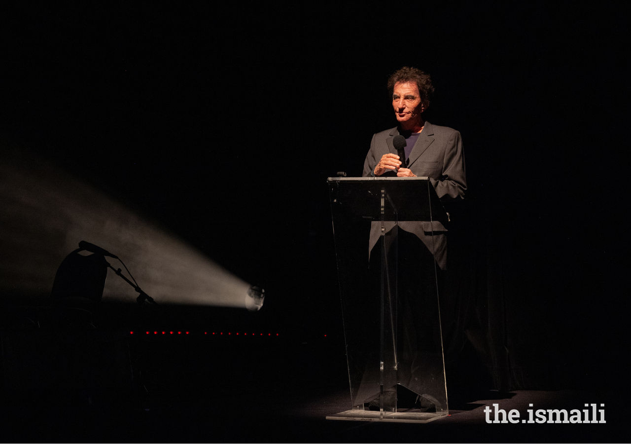 Jack Lang, President of L'Institut du Monde Arabe addresses guests ahead of the concert.