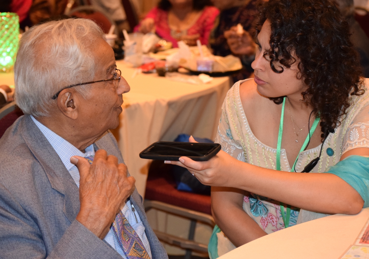 Alia Poonawala interviewing Sadruddin Mamdani at the Diamond Jubilee in Orlando.