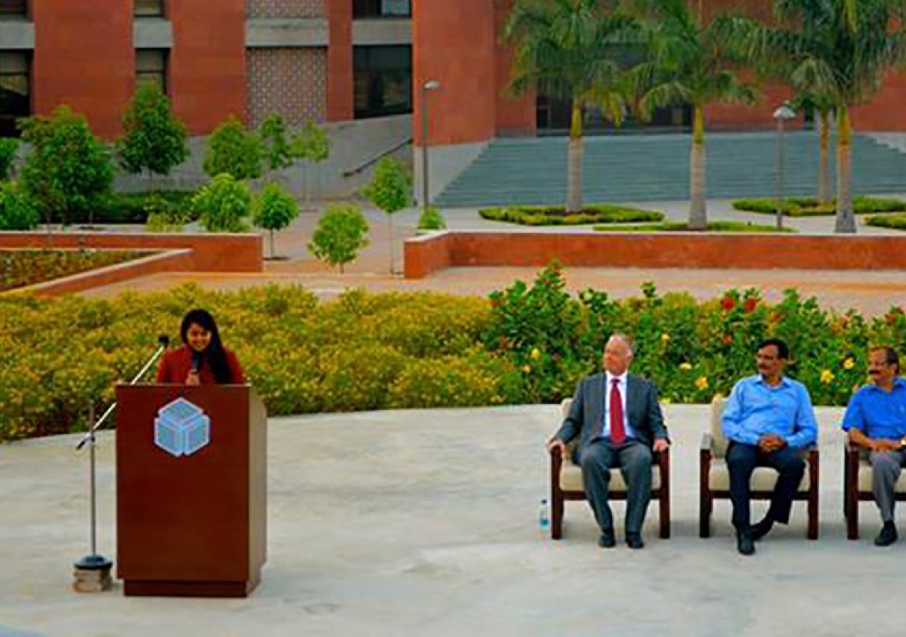 Alisha Sonawalla representing India at an Aga Khan Academy Mock United Nations event. Aga Khan Academy, Hyderabad