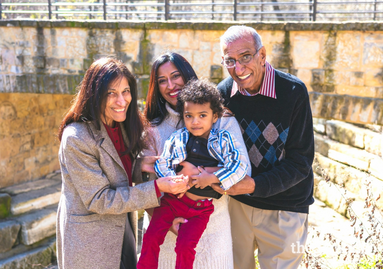 Dr. Aliya Sheriff with her mother Sanil Sheriff, father Aziz Sheriff, and Azekiel.