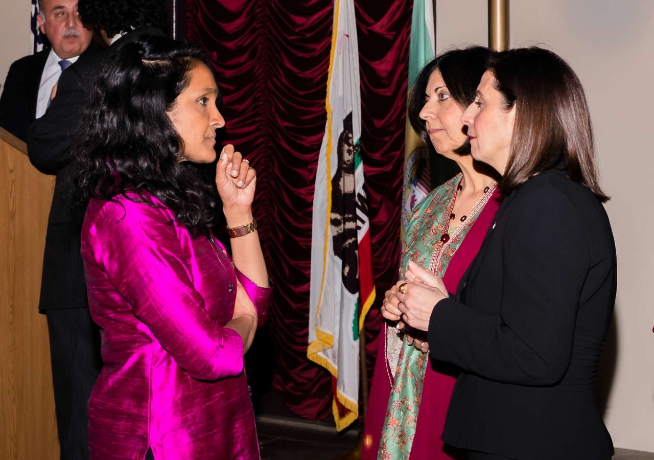 Dr. Shaheen Kassim-Lakha with LA Council Member Nithya Raman and LA City Council’s Joumana Silyan-Saba.