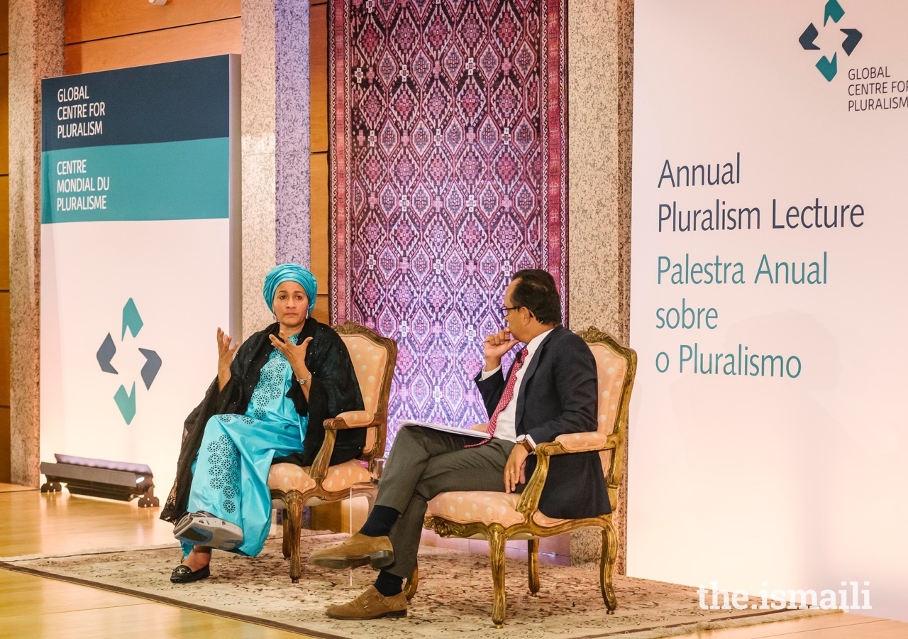 Deputy Secretary-General of the United Nations Amina J. Mohammed engages in conversation with journalist and News Director at Portugal’s Impresa Media Group, Ricardo Costa.