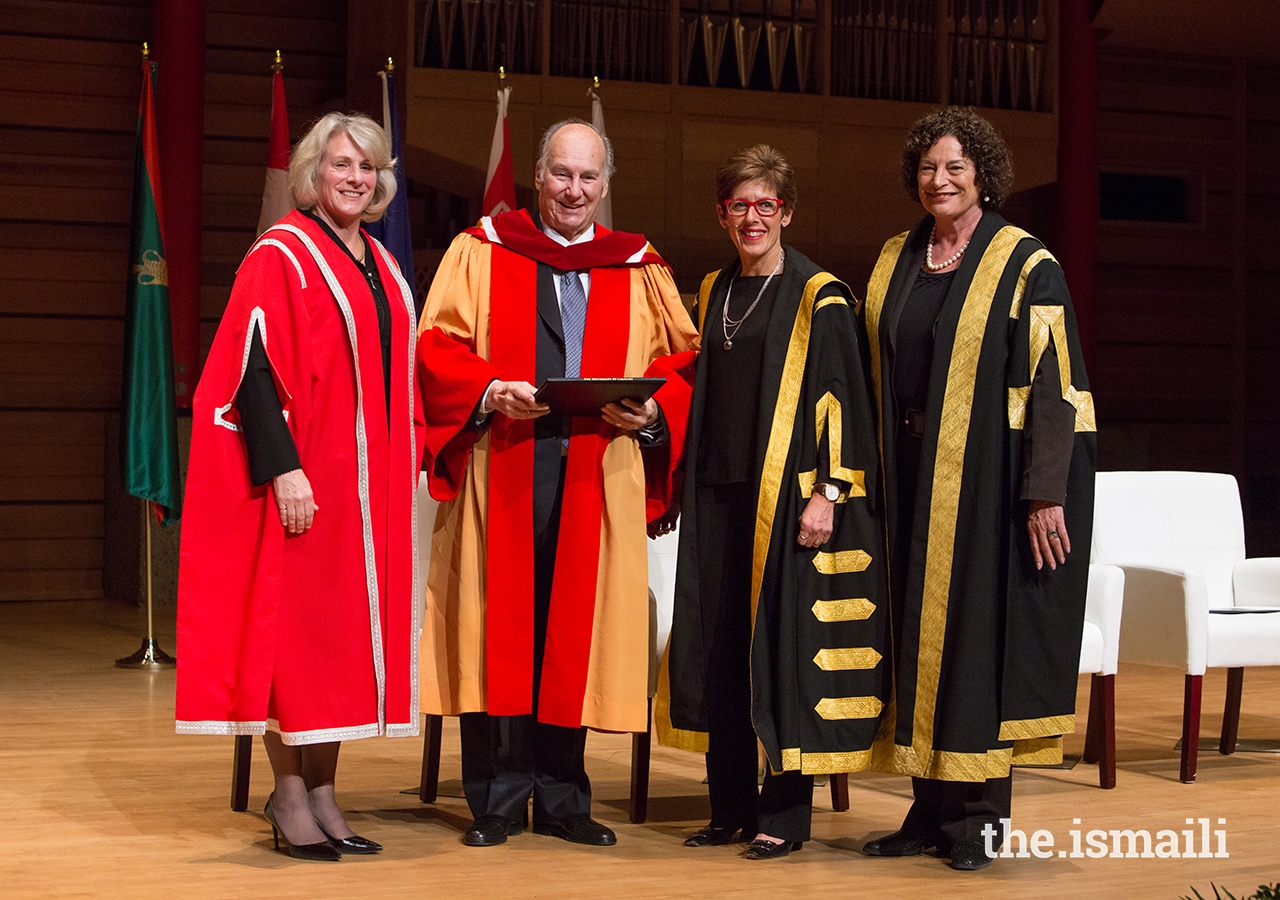 Mawlana Hazar Imam receives a standing ovation following the degree conferral ceremony at the University of Calgary. 