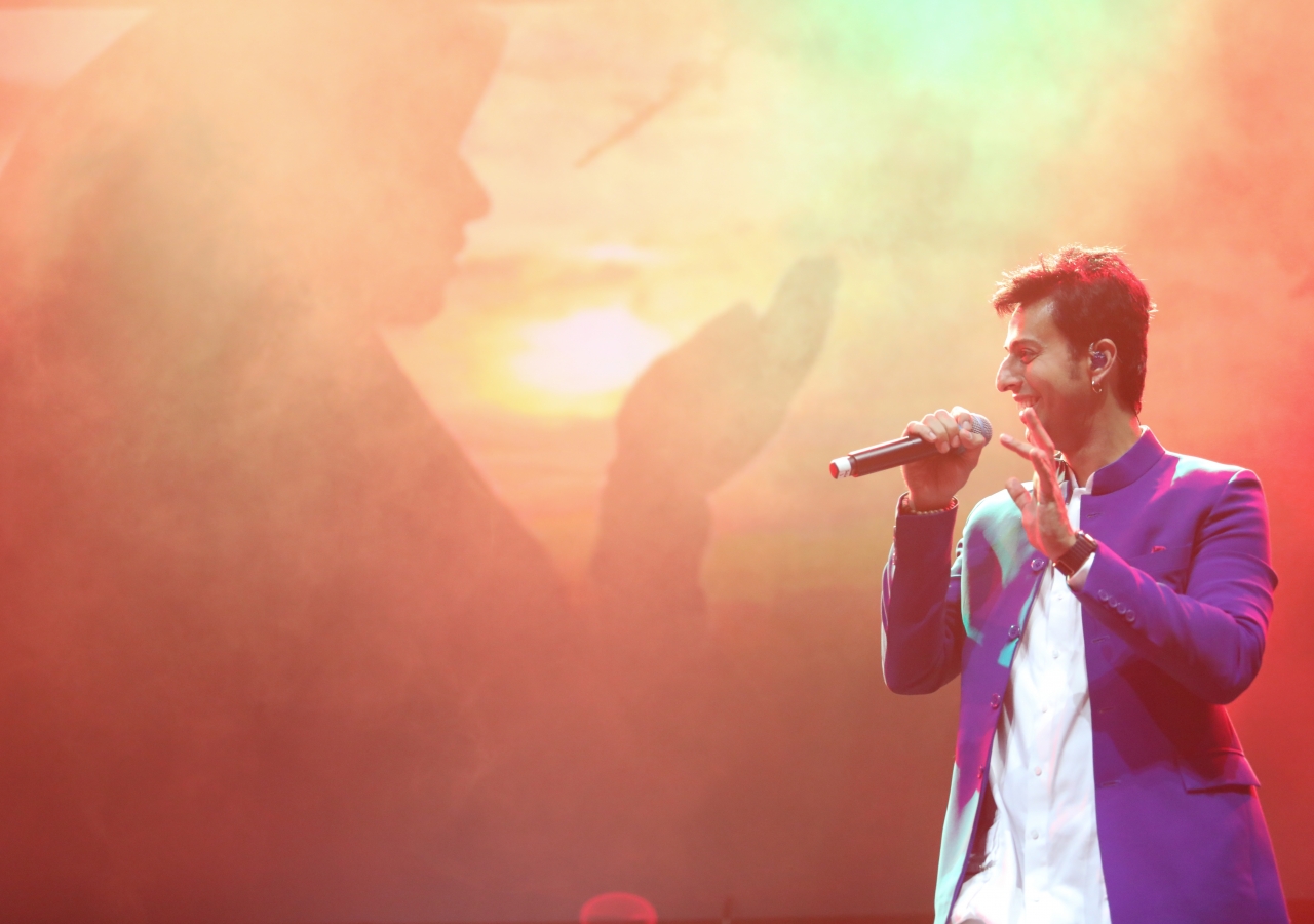 Salim Merchant, a member of the duo Salim-Sulaiman, performs one of his many hits which reflect his strong faith.