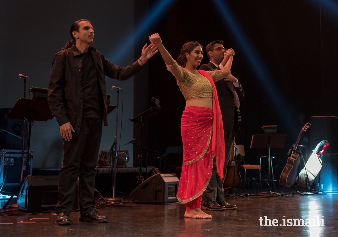 From left, producer and director Azim Keshavjee, dancer and choreographer Shereen Ladha, and playwright and director of multimedia Zaheed Damani.